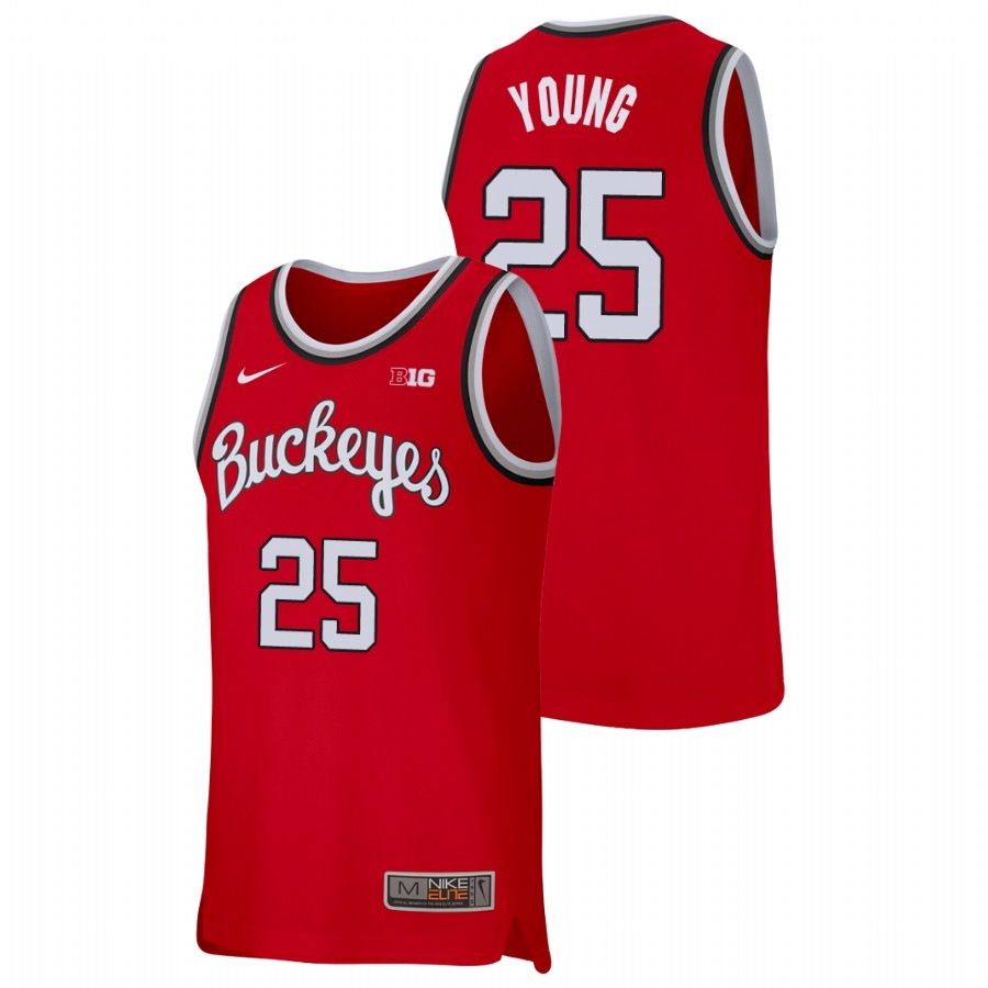 Ohio State Buckeyes Men's NCAA Kyle Young #25 Scarlet Replica Nike College Basketball Jersey HMC1649DT